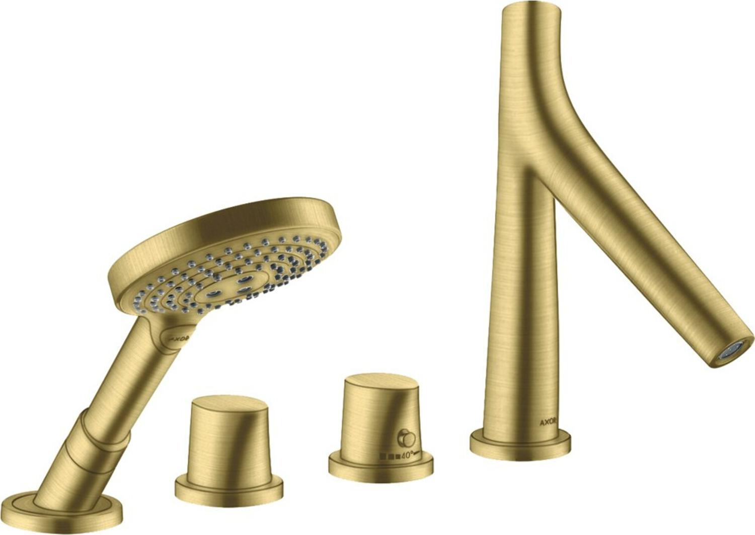 hansgrohe Fertigset Axor Starck Organic 4-L-Fliesenrd.-Arm., m Thermostat, brush. br