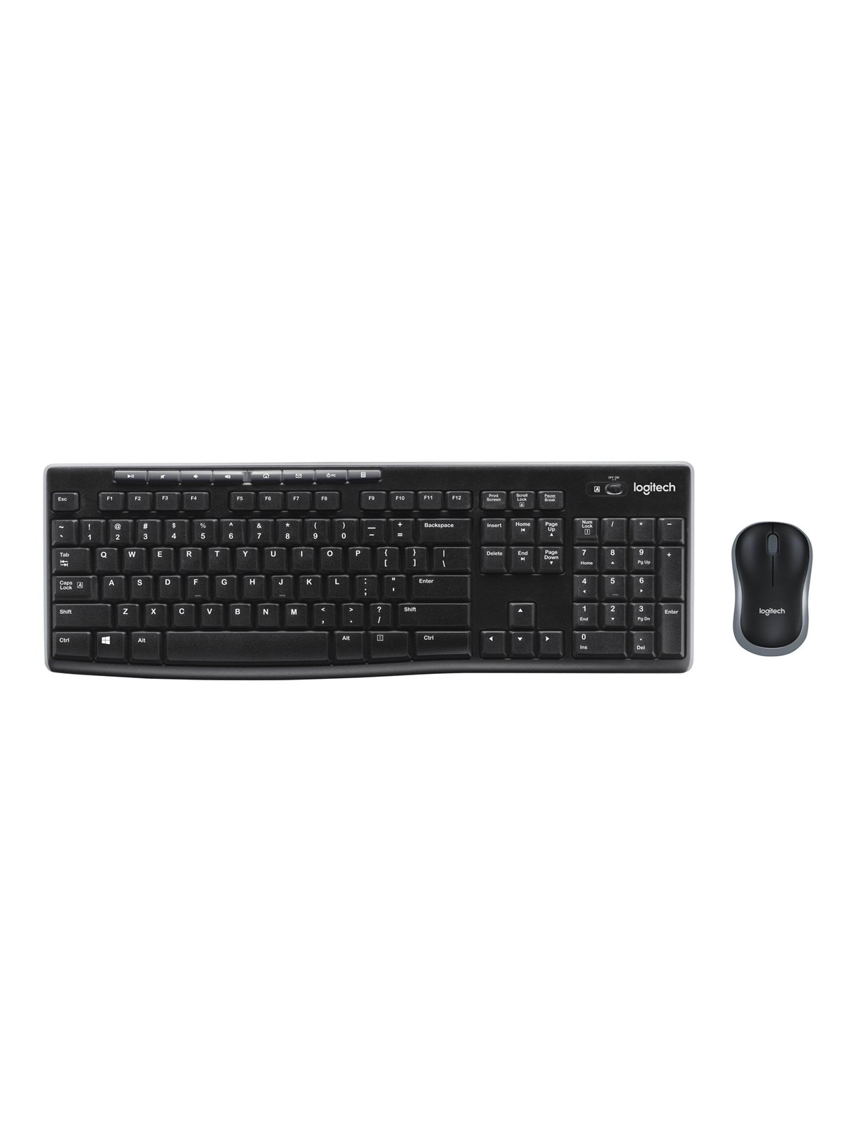 Logitech MK270 Wireless Combo - keyboard and mouse set - US International / Dutch (Qwerty) - Tastatur & Maus Set - Universal - Schwarz