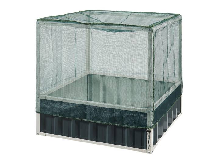 [en.casa] Hochbeet Alblasserdam mit Netz, Anthrazit, Metall, Rechteckig, 90x88x90 cm, Gartenzubehör, Hochbeet