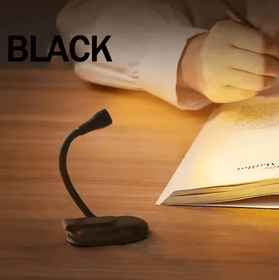 Inspire Curations USB Rechargeable Mini Clip On Book Light 360 Adjustable Dimmable Reading Lamp black