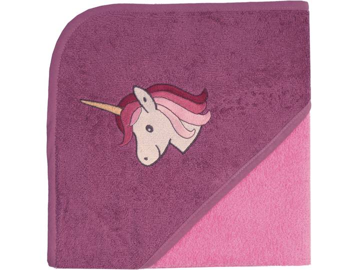 Kapuzenhandtuch WÖRNER Einhorn , rosa (pink), B:80cm L:80cm, Frottee, Frottee, Handtücher, Kapuzenhandtuch, mit Kapuze, maschinenwaschbar, trocknergeeignet
