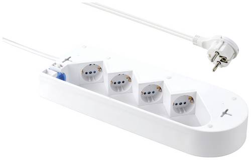Sygonix SY-5228510 Steckdosenleiste mit Schalter 4fach Weiß Schutzkontakt 1St.