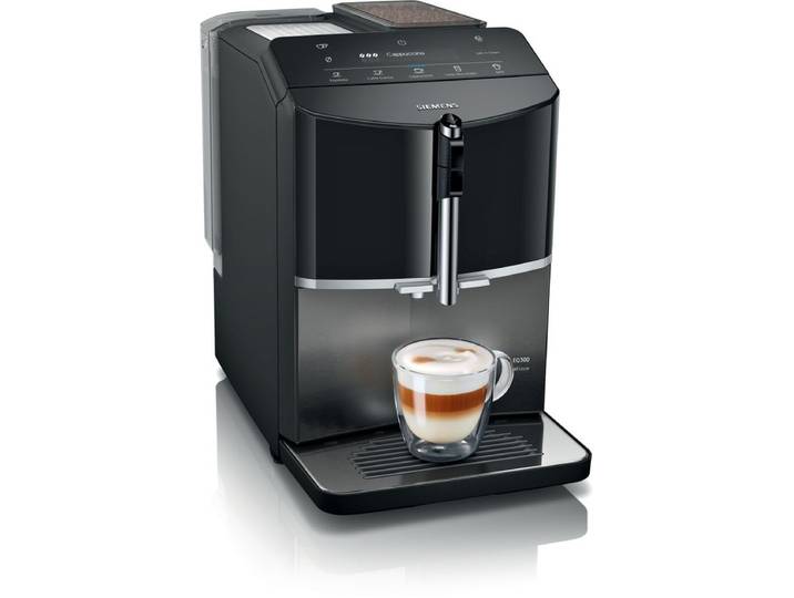 Siemens Kaffeevollautomat, EQ300 extraKlasse, Dark inox, Klavierlack schwarz, TF305EF9