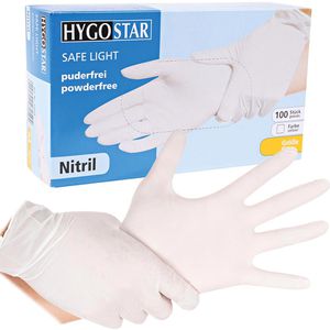 Franz-Mensch Einmalhandschuhe Safe Light, weiß, 100 Stück, Nitril, chemikalienbeständig, lebensmittelecht, Größe XS