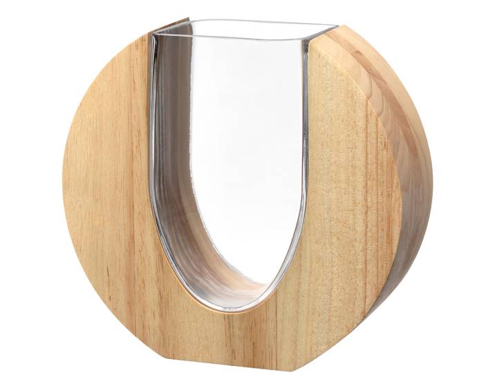 Dekovase LEONARDO Vase LEGNO , braun, B:20,5cm H:19cm T:7cm, Glas, Vasen, Dekovase