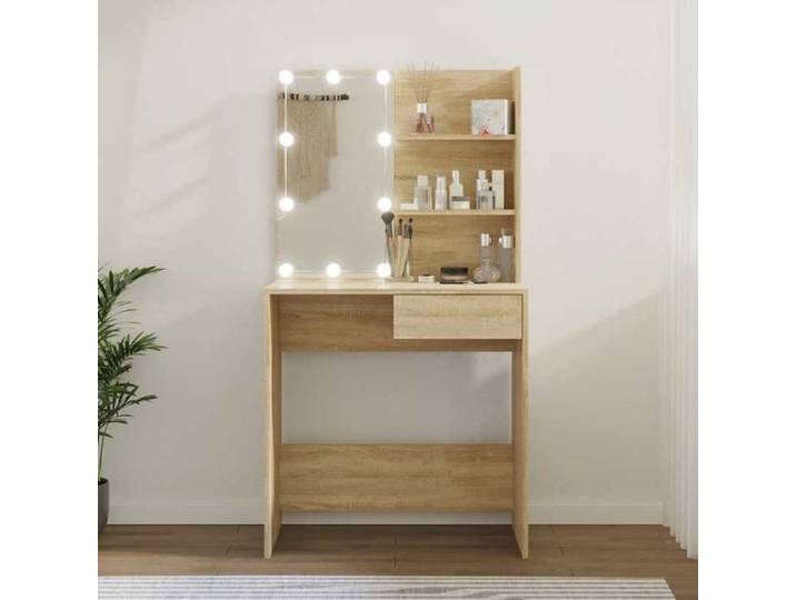 Coiffeuse - MARQUE - Chêne sonoma - 74 5x40x141cm Coiffeuse avec LED chêne sonoma 74 5x40x141cm - bois d'ingénierie 23449