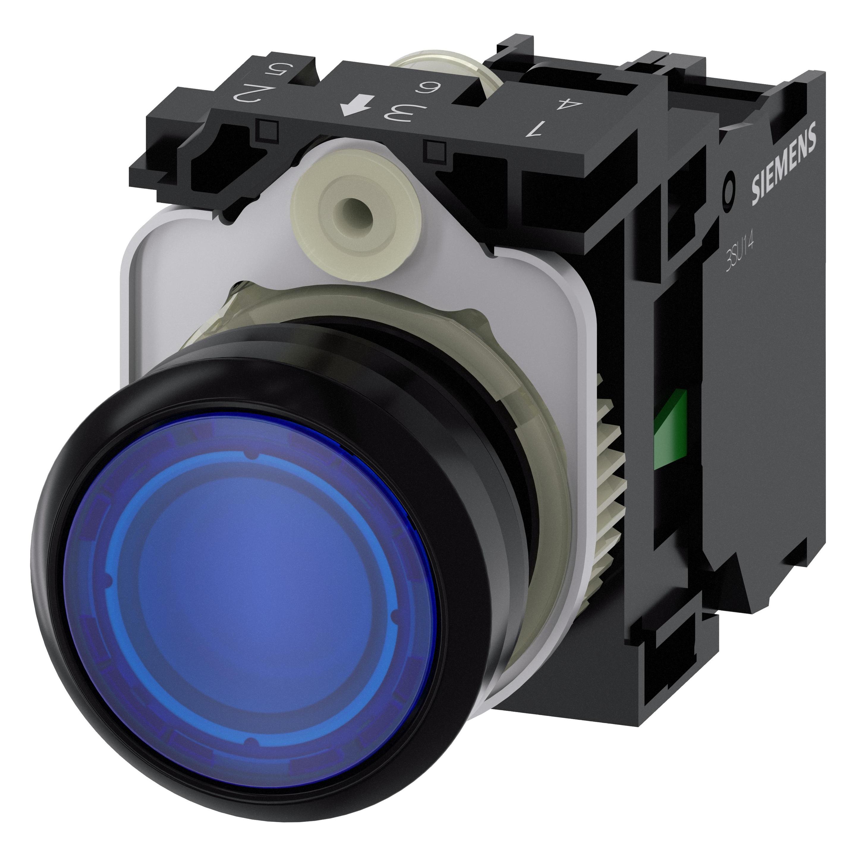 Siemens Ill pushbutton 22mm blue 1NO (3SU1102-0AB50-1BA0)