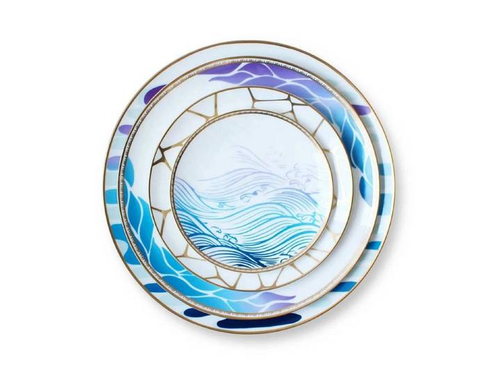 Quality Elegance Teller-Set Luxuriöses Elegance Decal Bone China Geschirrset (4-tlg)