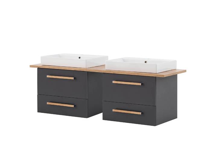 Doppelwaschtisch Duo 165 x 62 x 50cm Schwarz/Anthrazit