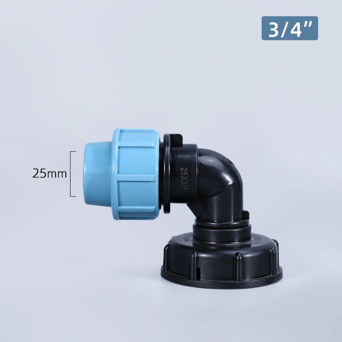 INF IBC-Tonnen-Adapter-Set: Übergabedeckel mit DN25 Außengewinde-Winkel, 2er-Pack, PE, Schwarz-Blau