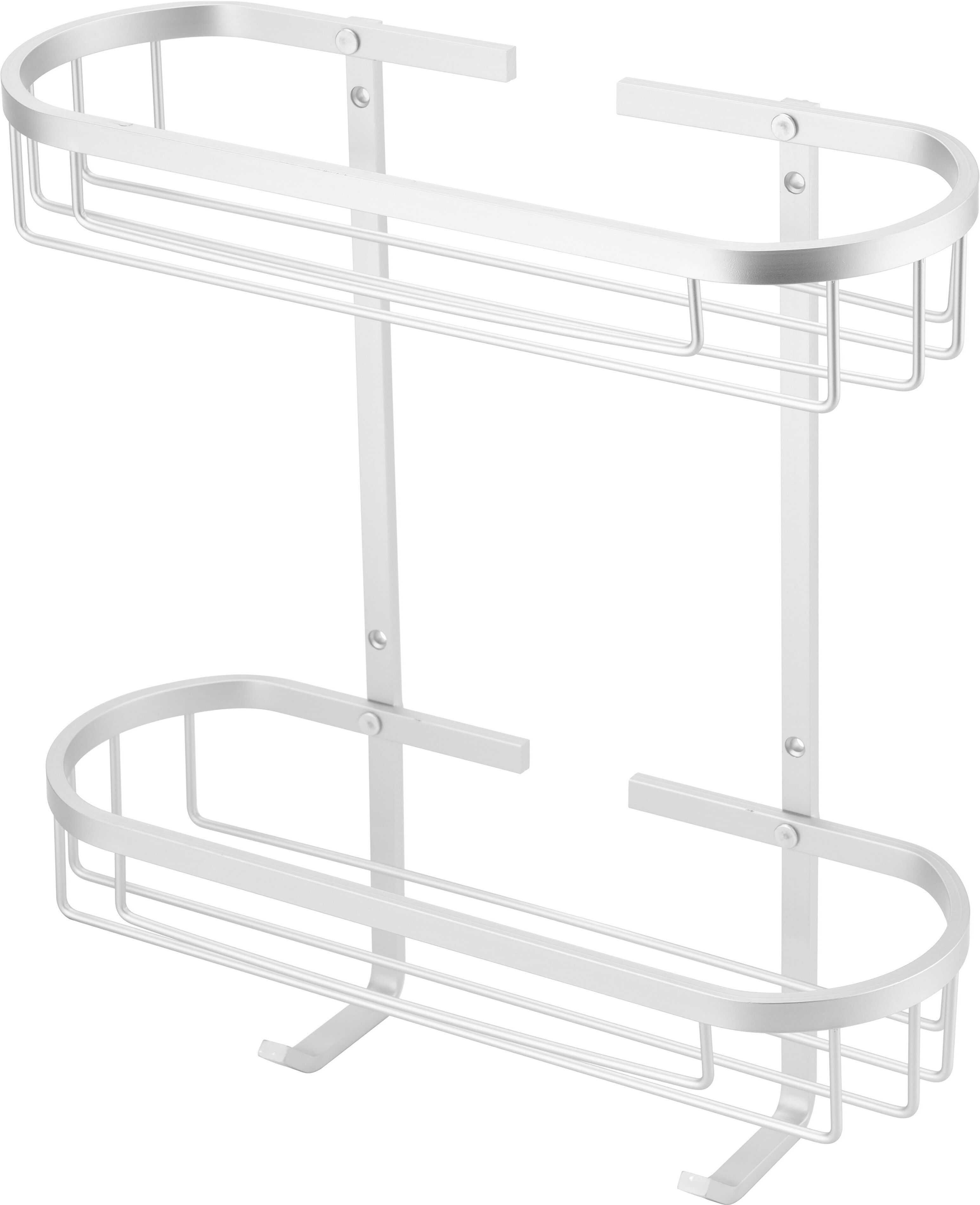Tecnomat PORTAOGGETTI RETTANGOLARE ZICA 2 RIPIANI ALLUMINIO CROMATO FISSAGGIO MURO 29,2x32,5x11cm (LxHxP)