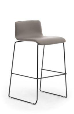 Barhocker Zerosedici, stapelbar, Gestell schwarz lackiert, Bezug grau, 2 Stück