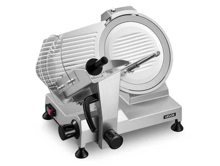 Vevor Trancheuse Electrique 400 W\, Trancheuse A Jambon Epaisseur De Coupe Reglable 0-15 Mm\, Pour Saucisson Pain Fromage Viande Charcuterie\, Lame En Acier Au Carbone 300 Mm Et Plateau Amovibles