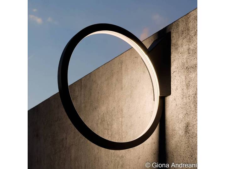 Artemide O LED-Terrassenleuchte, Ø 45 cm, schwarz, Aluminium, Design