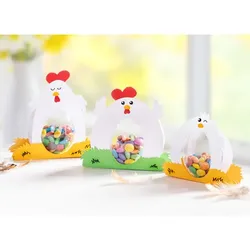 buttinette Bastel-Set Geschenkverpackung "Hühner", 3 Stück