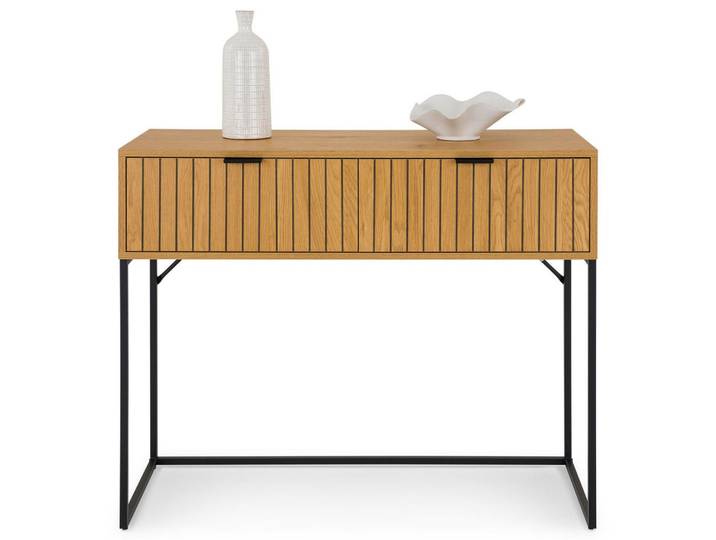 Idimex Konsolentisch Selo schwarz, Wildeiche, Schwarz, getrocknete Naturmaterialien, Mode, 100x80x40 cm, Wohnzimmer, Wohnzimmertische, Konsolentische