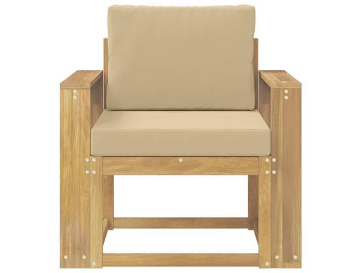 KTHLBRH Sofa-Set für den Außenbereich, 2-teilig, Holz, Akazie, Weiß und Sessel mit Kissen, Lattenrost-Design, widerstandsfähig, atmosphärisch, für Garten und Terrasse
