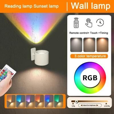Uplift Picks Rechargeable RGB Wall Lamp With Remote And Touch Control white (rgb)
