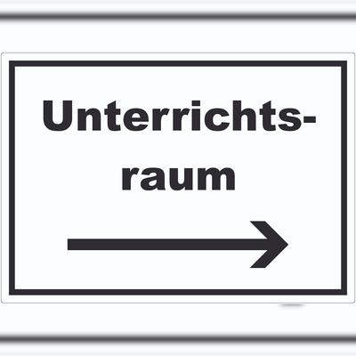 HB-Druck Unterrichtsraum Aufkleber mit Text Richtungspfeil rechts Schule Schulung waagerecht A4 (210x297mm)