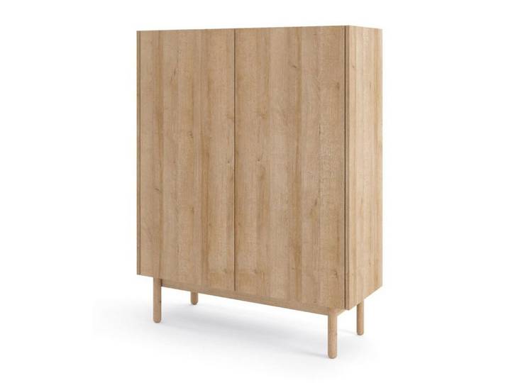 MOEBLO Kommode VINTAGE V97 (Schrank mit 3 Türen, Dekorative abgesenkte Arbeitsplatte, für Wohnzimmer Moderne Sideboard Highboard), (BxHxT): 97x122x37 cm