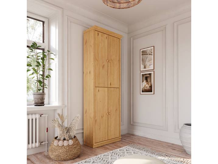 Armoire en pin massif 74 x 223 x 37cm Bois/Marron/Pin