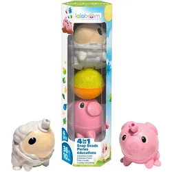 Lalaboom Motorcycle Beads - Farm Animals Tube - Learning and Assembly Toy - Building Game - Shapes
