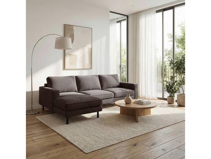 Livetastic Ecksofa, Taupe, Metall, L-Form, 238x166 cm, Stoffauswahl, Hocker erhältlich, Rücken echt, Wohnzimmer, Sofas & Couches, Wohnlandschaften, Ecksofas