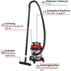 Einhell, Industriestaubsauger, TC-VC 1240 S (Nass-Trockensauger)