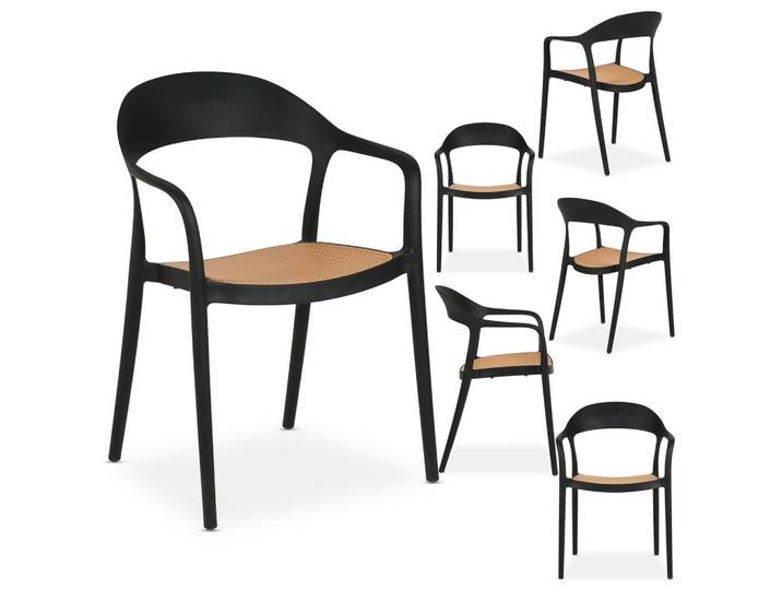 GARTENSTÜHLE LAVANDA 6er-Set schwarz