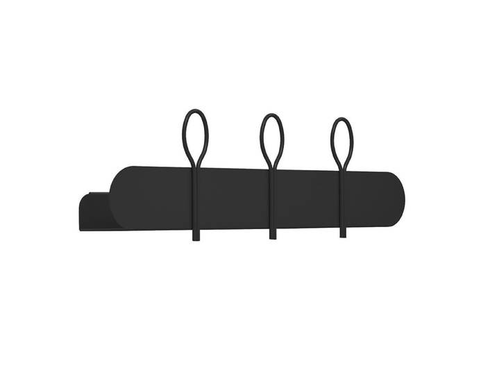MEME DESIGN étagère murale avec 3 crochets portemanteaux BALLOON 60 cm (Noir - Métal)