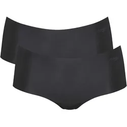 Sloggi Damen Shorts, 2er Pack - Zero Microfibre 2.0 Shorts, Mikrofaser, einfarbig Schwarz / L