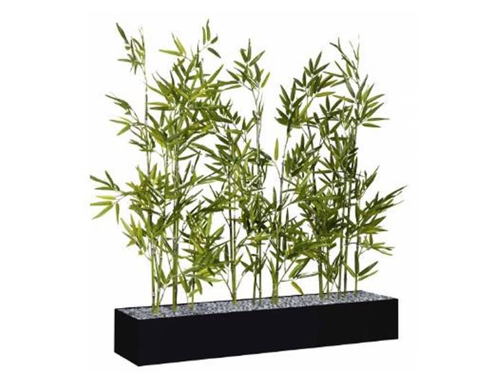 Jardinière artificielle basse - Composition florale en bambous - L 80 cm - Noir