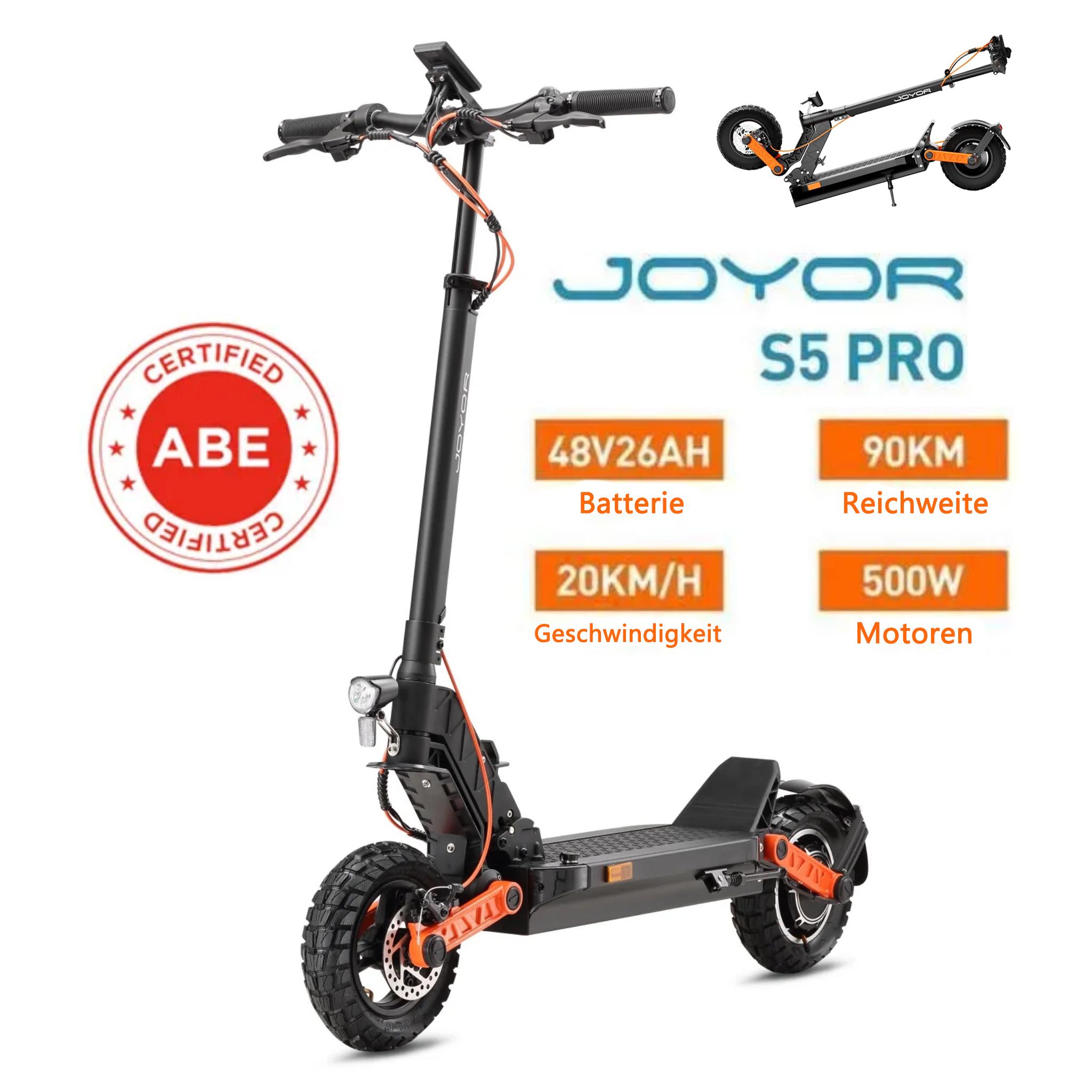 JOYOR S5 PRO ABE- Faltbar Elektroroller - 500W Motor 48V26AH Akku 10 Zoll Reifen - Schwarz