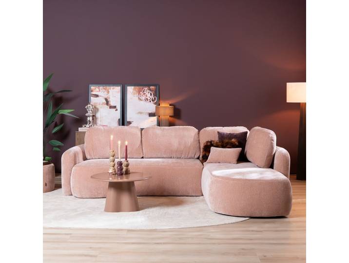 Bronx71 Ecksofa Vienna Chenille rosa rechts
