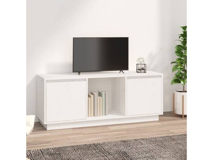 Meuble TV Blanc 110 5x35x44 cm Bois de pin massif 814340