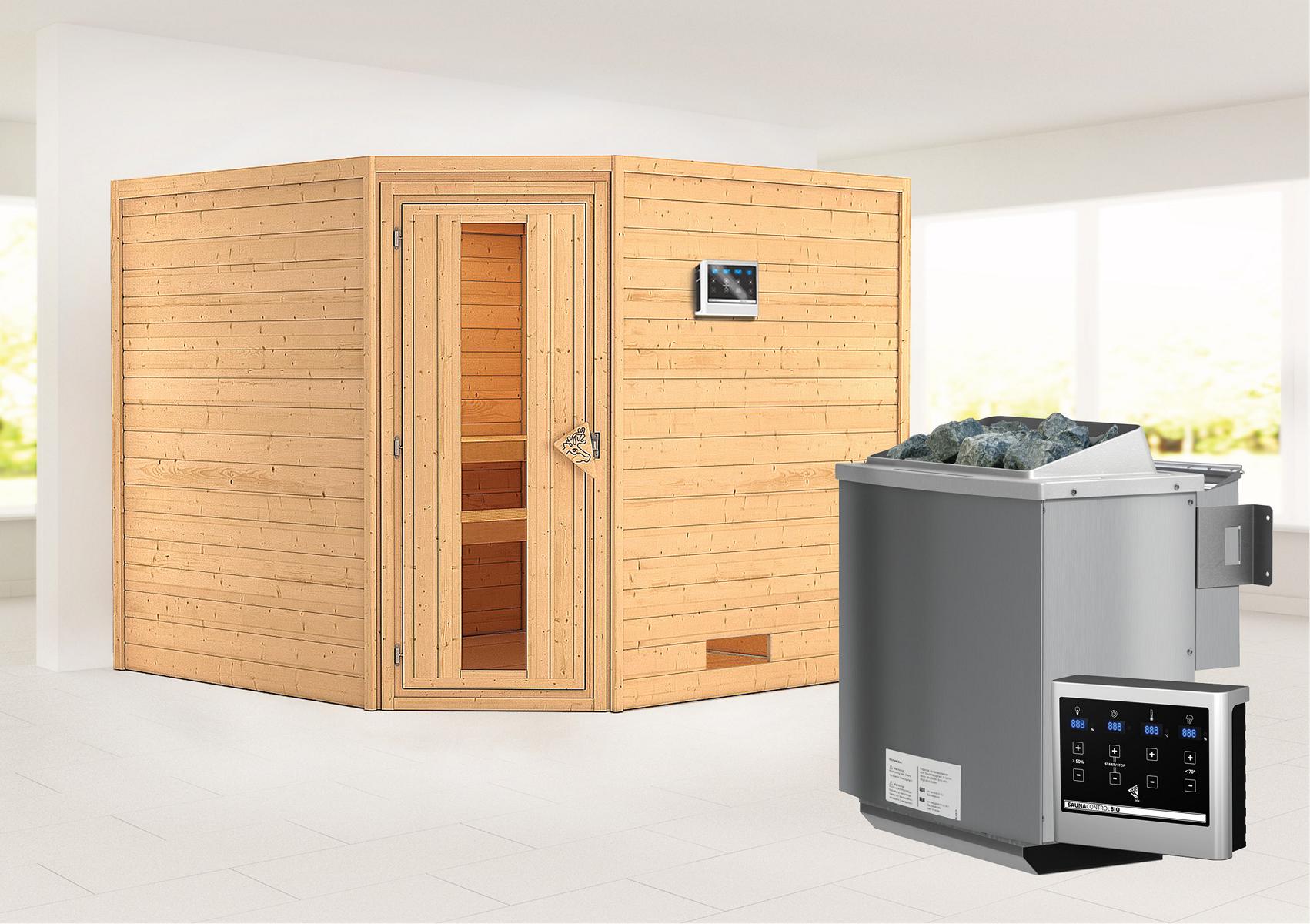 KARIBUHOLZT MH Leona Eck, 9kW Bio ext.Strg mit einer Energiespartür 16880807