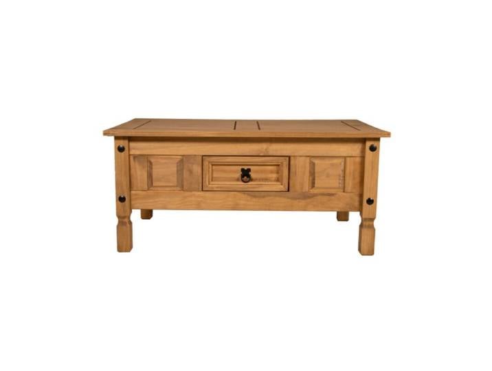 Liadomo Arizona Couchtisch mit Schublade Kiefer massiv gewachst Natur, Rustikal