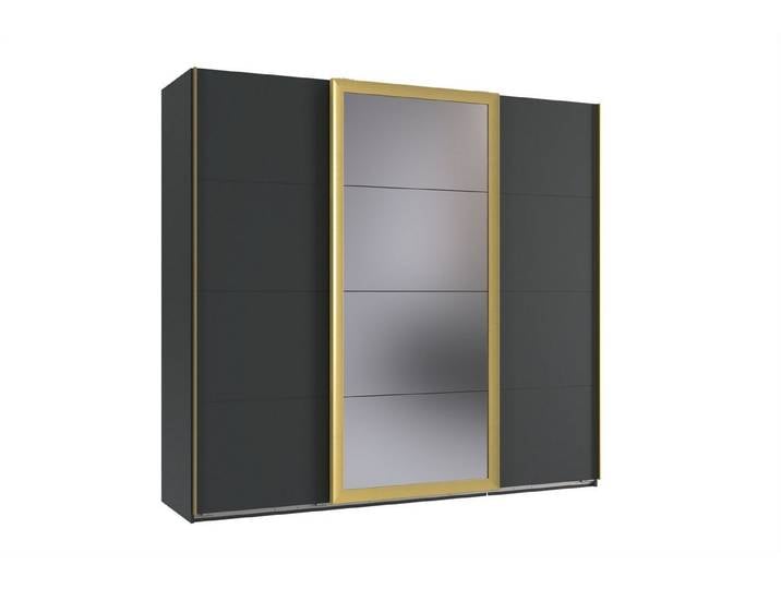 freiraum Schwebetürenschrank KATAR in GRAPHIT + GOLDFARBEN - 225x208x64cm (BxHxT)