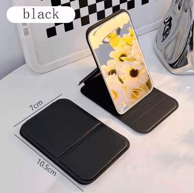 Inspire Curations Personalized Folding Desktop Makeup Mirror black