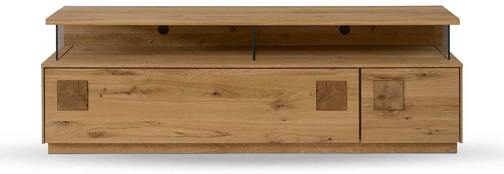 Pharao24.de Wildeiche massiv Lowboard in modernem Design Klappe und Tür