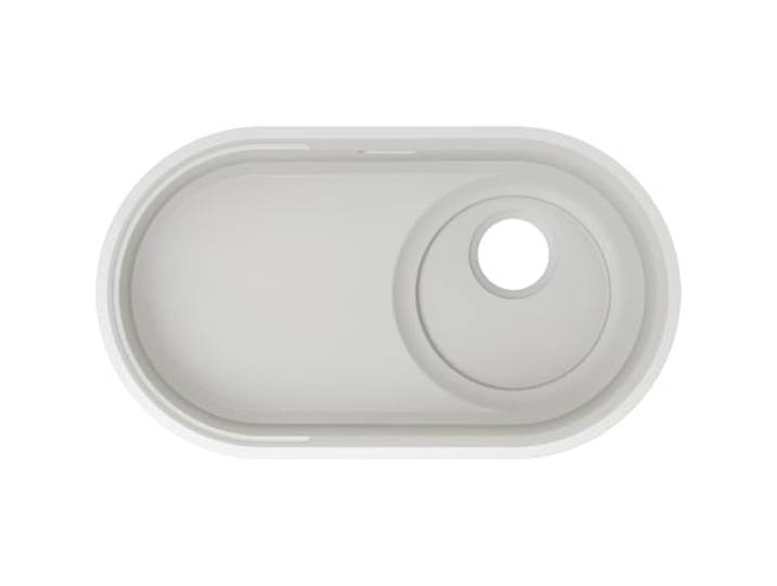 BLANCO OOVALON 700-F Spüle aus Velgranit Cloud White [75,6x43x21,5 cm] Ovales Designbecken CapFlow Versetzter Ablauf für mehr Platz Pflegeleicht & widerstandsfähig