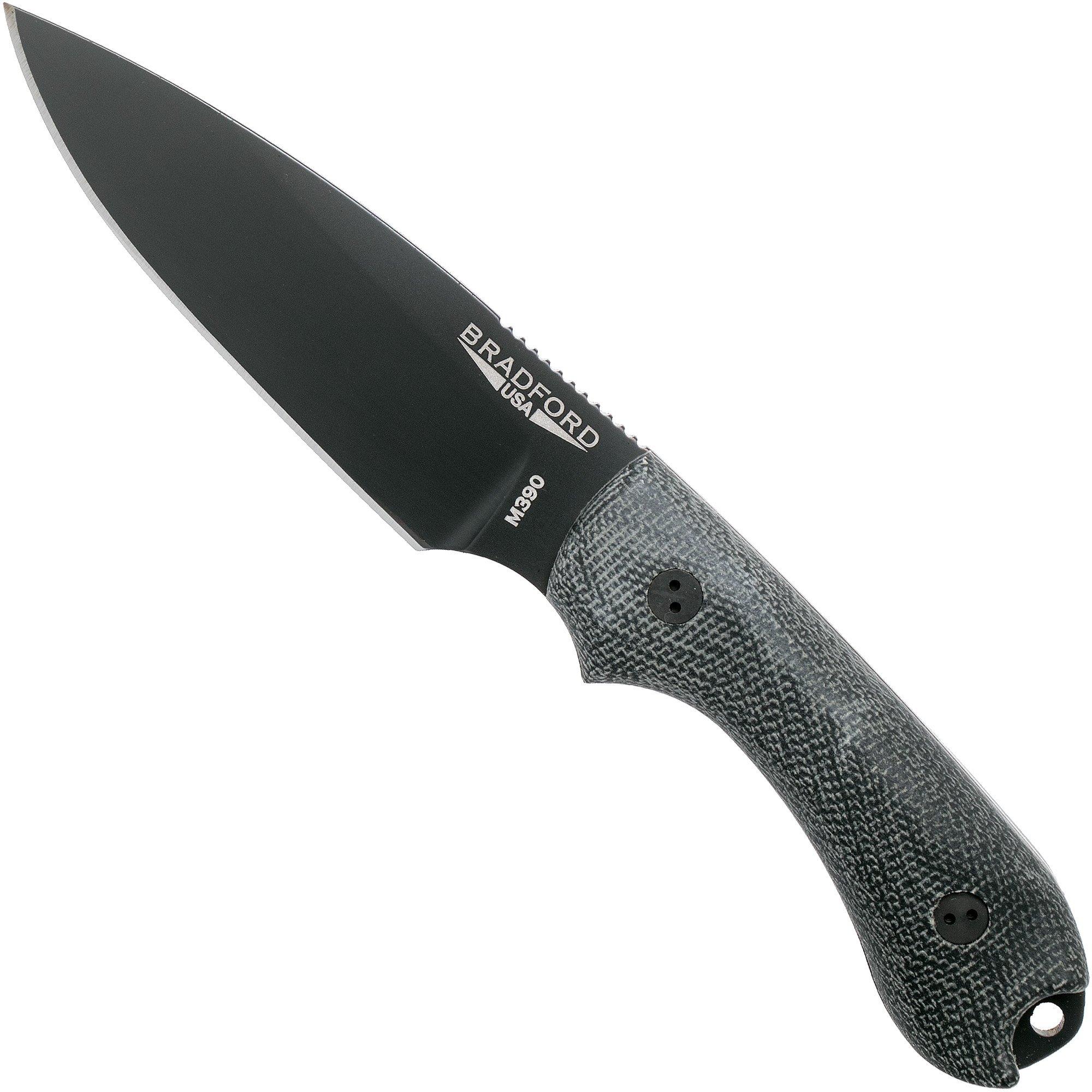 Bradford Knives Bradford Guardian 3, 3D Black Micarta Guardian 3 M390, Sabre DLC 3S-101B