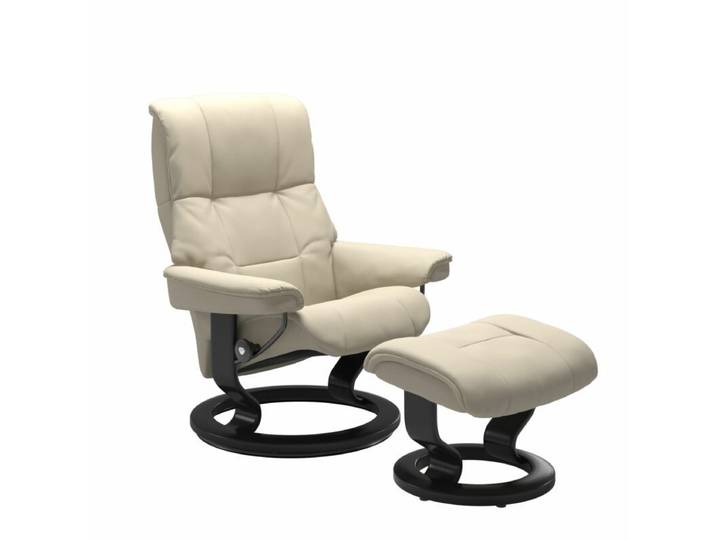 Stressless Mayfair Sessel Classic - Leder Batick Cream - Buche Holzfarbe Schwarz - ohne Zusatzausstattung Modern, Skandinavisch, Zeitlos