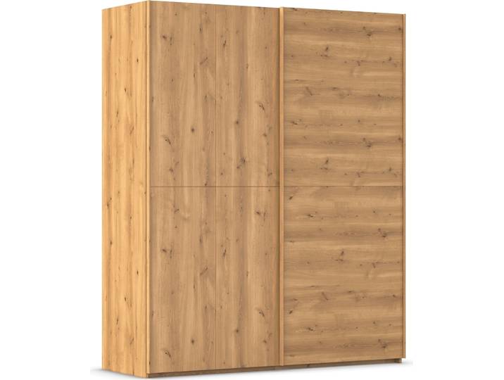 Schwebetürenschrank, Holz Teilmassiv, Braun, 181×223×68 cm, 2 Türen, Modern, Rauch