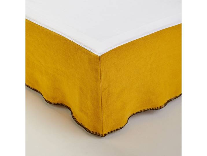 Cache sommier en lin jaune 140x200 cm