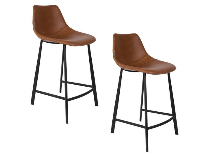 Lot de 2 chaises de comptoir en simili cuir marron