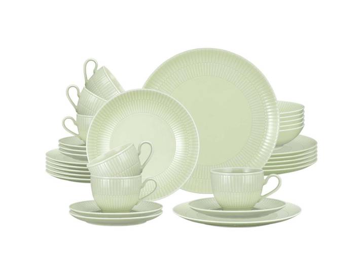 Seltmann Weiden Kombi-Service Amina Seladon 30-tlg., Grün, Keramik, 30-teilig, Rund, 2x2x2 cm, Geschirr, Geschirrsets, Kombiservice