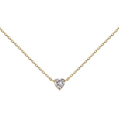Kette mit Anhänger JACQUES LEMANS "Herz", gelbgoldfarben, kristallweiß, Halsketten, Damen, Edelstahl, L: 47, mit Zirkonia (synth.)