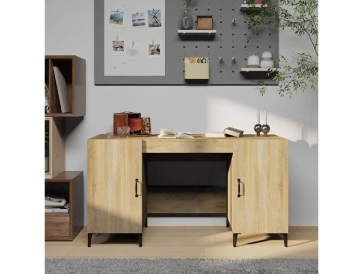 Bureau - VIDAXL - Chêne sonoma - 140x50x75 cm - Bois d'ingénierie - Design industriel