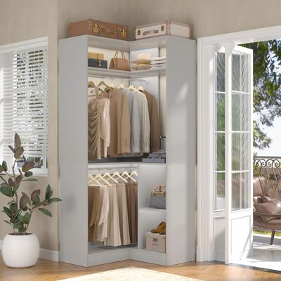 Rackcog Cimly 33.5'' W Corner Closet Organizer System, Space-saving Wardrobe for Walk-in Closet/ Bedroom